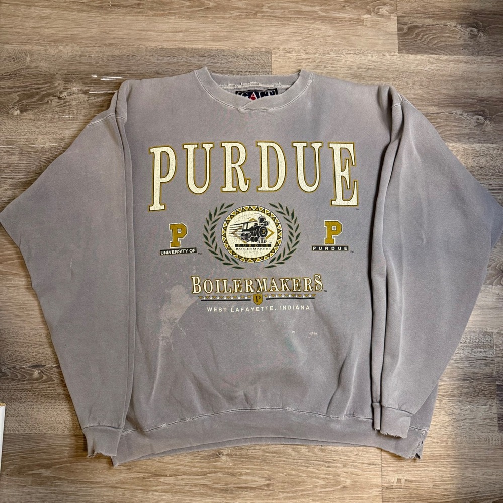 Vintage Galt Sand Purdue University Boilermakers Sweatshirt Grey Distressed XL